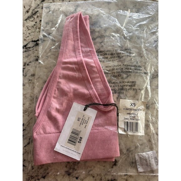 We Wore What  XSmall Pink Lilac Athleisure Unpadded Pullover V-Neck Bra NWT - Picture 8 of 8